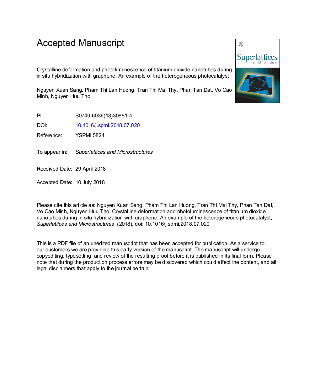 تغییر شکل بلوری و فوتولومینسانس نانولوله های دی اکسید تیتانیوم در طی هیبریداسیون موضعی با گرافن: نمونه ای از فوتوکاتالیست ناهمگن 
