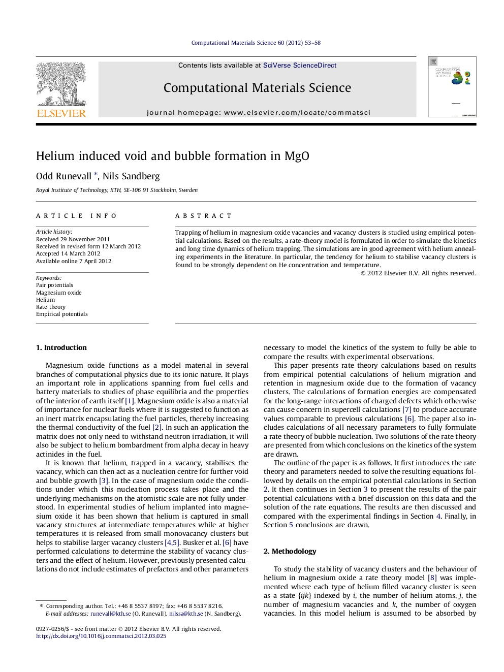 Helium induced void and bubble formation in MgO