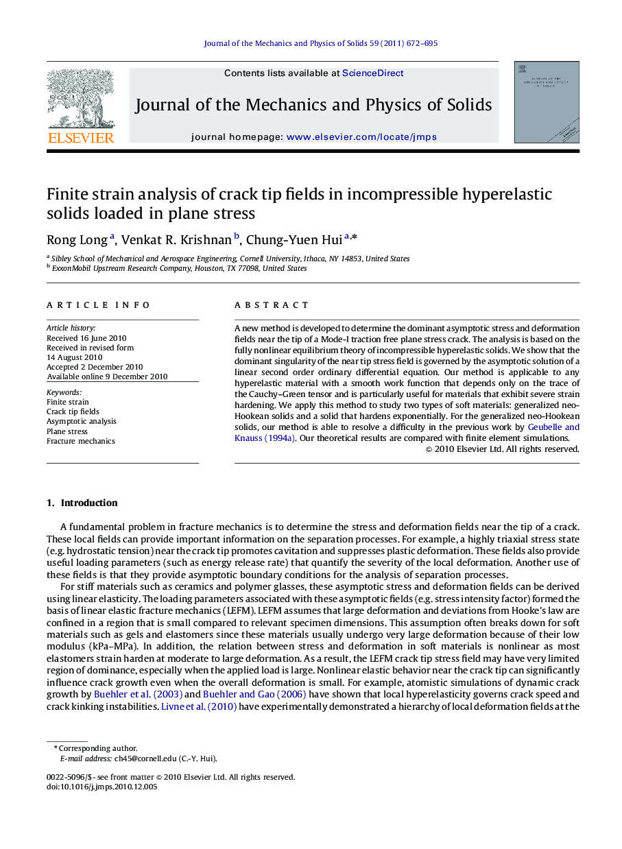 Finite strain analysis of crack tip fields in incompressible hyperelastic solids loaded in plane stress