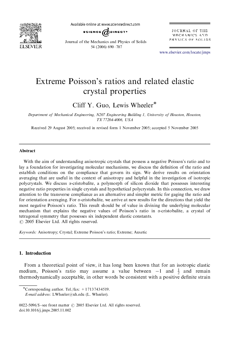 Extreme Poisson's ratios and related elastic crystal properties