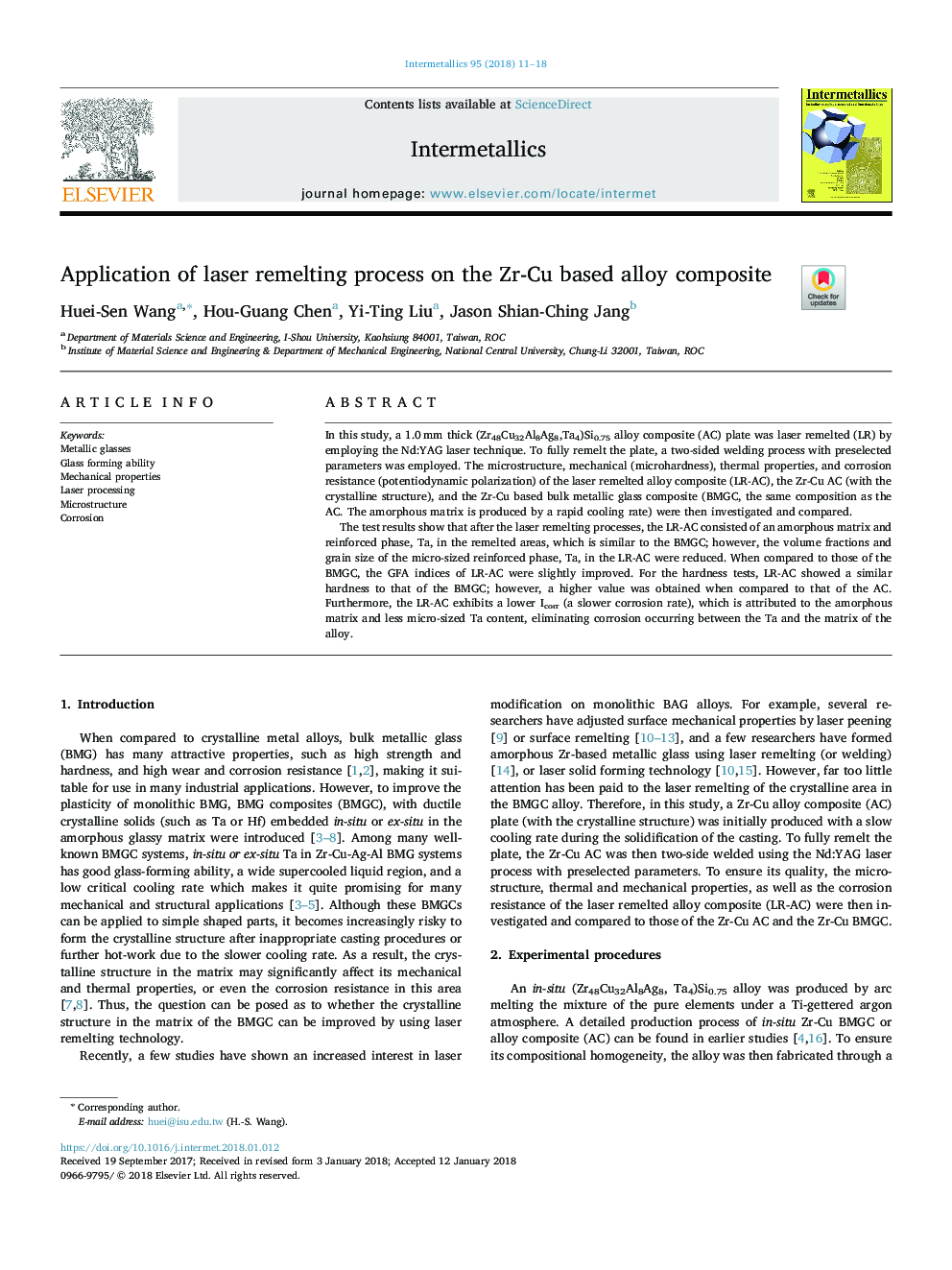 Application of laser remelting process on the Zr-Cu based alloy composite
