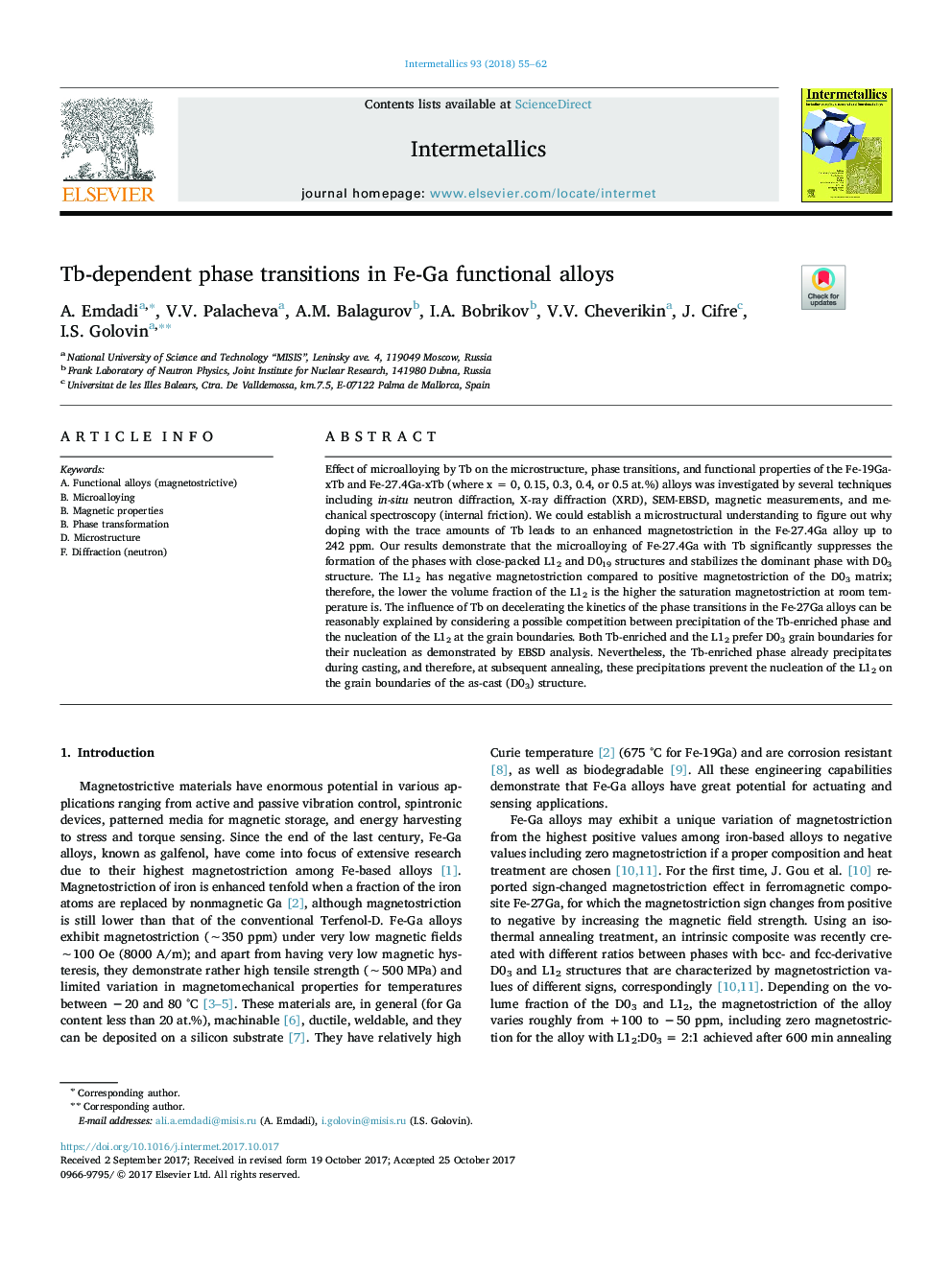 Tb-dependent phase transitions in Fe-Ga functional alloys