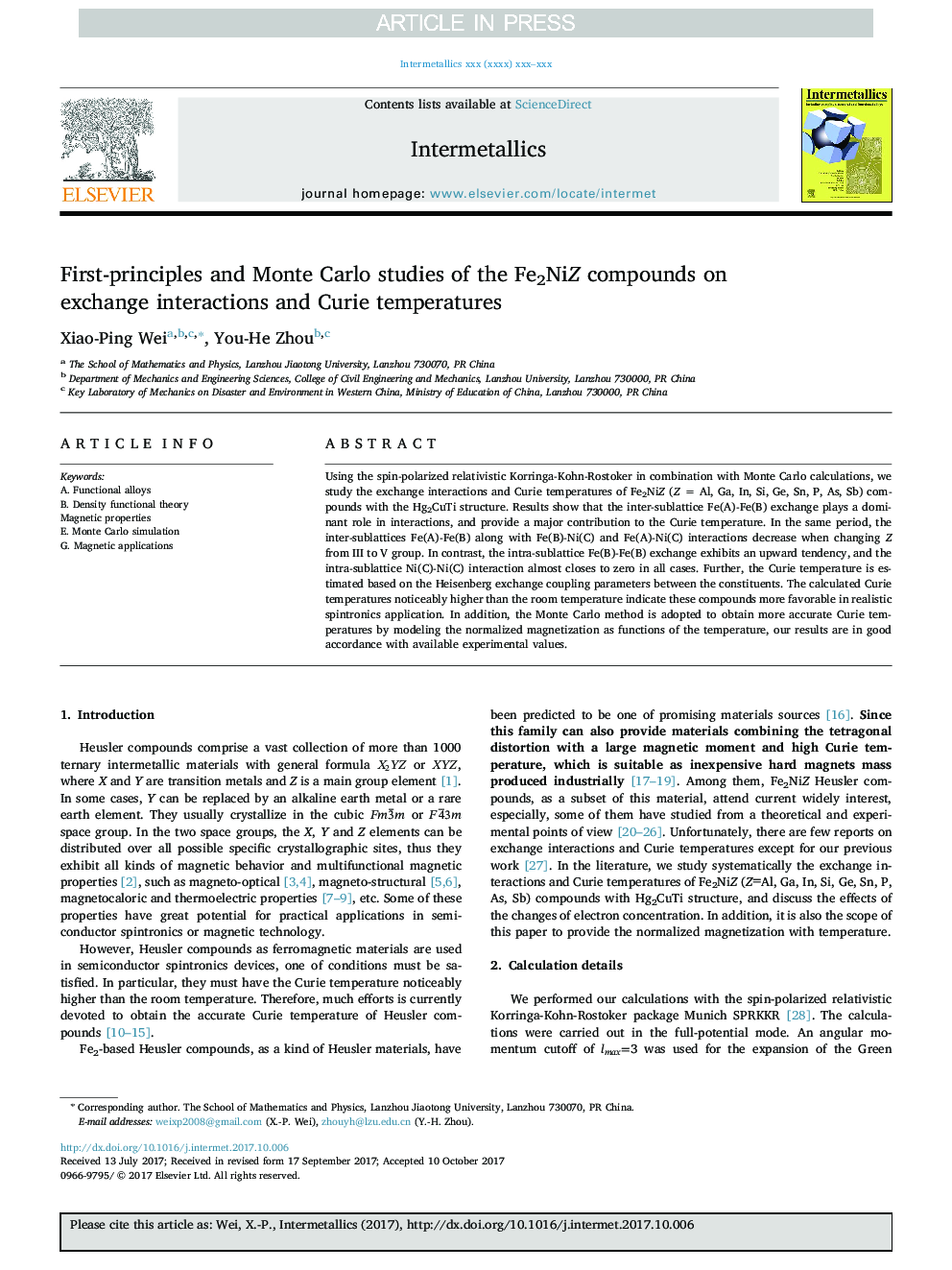 First-principles and Monte Carlo studies of the Fe2NiZ compounds on exchange interactions and Curie temperatures