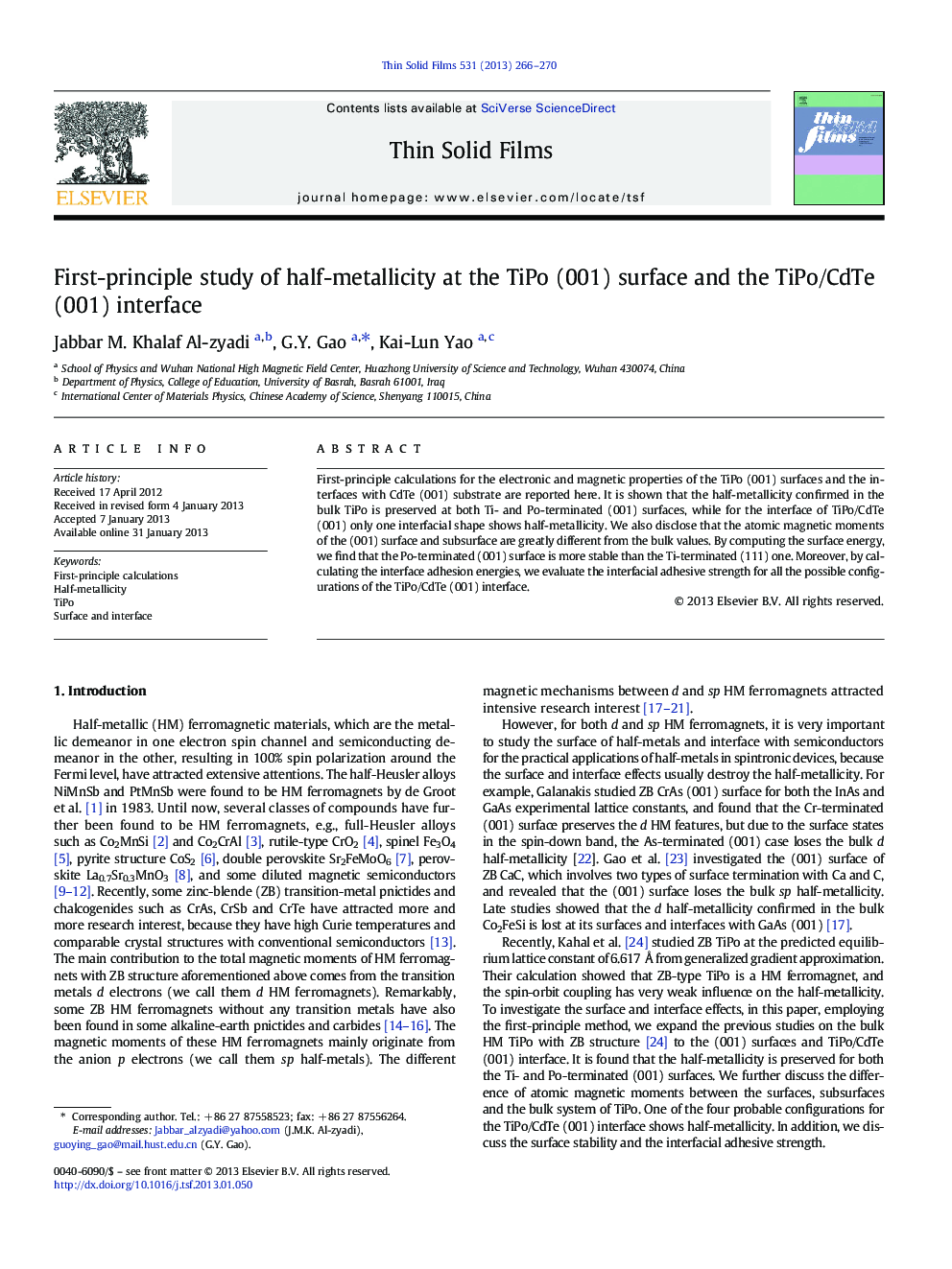 First-principle study of half-metallicity at the TiPo (001) surface and the TiPo/CdTe (001) interface
