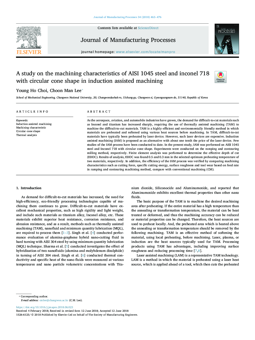 A study on the machining characteristics of AISI 1045 steel and inconel 718 with circular cone shape in induction assisted machining