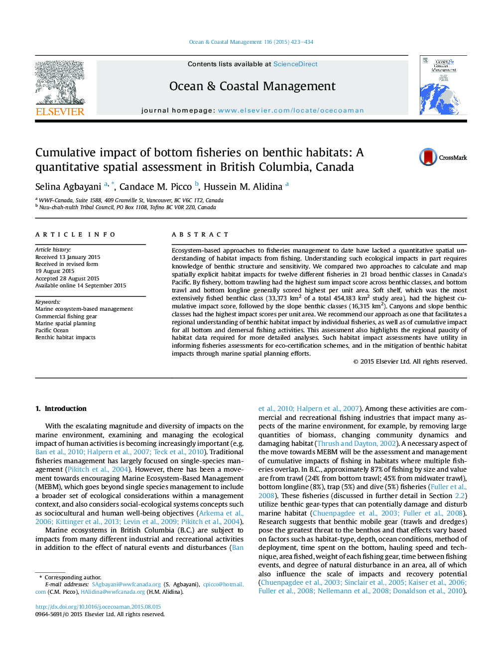 تأثیر تجمعی شکارهای پایین در زیستگاه های بت فیزیکی: ارزیابی فضایی کمی در بریتیش کلمبیا، کانادا 