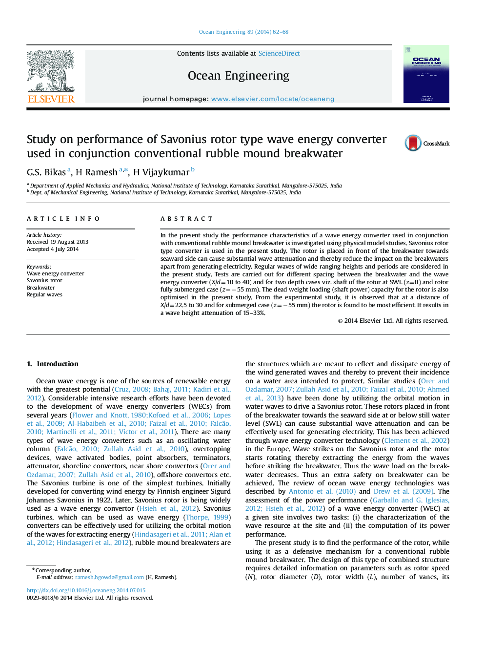 Study on performance of Savonius rotor type wave energy converter used in conjunction conventional rubble mound breakwater