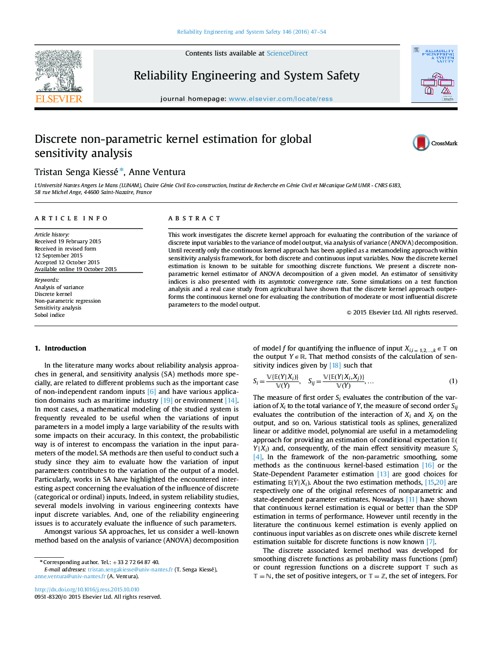 ارزیابی کرنل غیر پارامتری گسسته برای تحلیل حساسیت جهانی