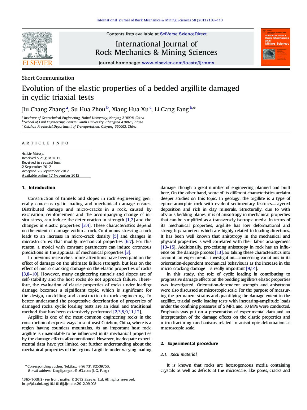 Evolution of the elastic properties of a bedded argillite damaged in cyclic triaxial tests
