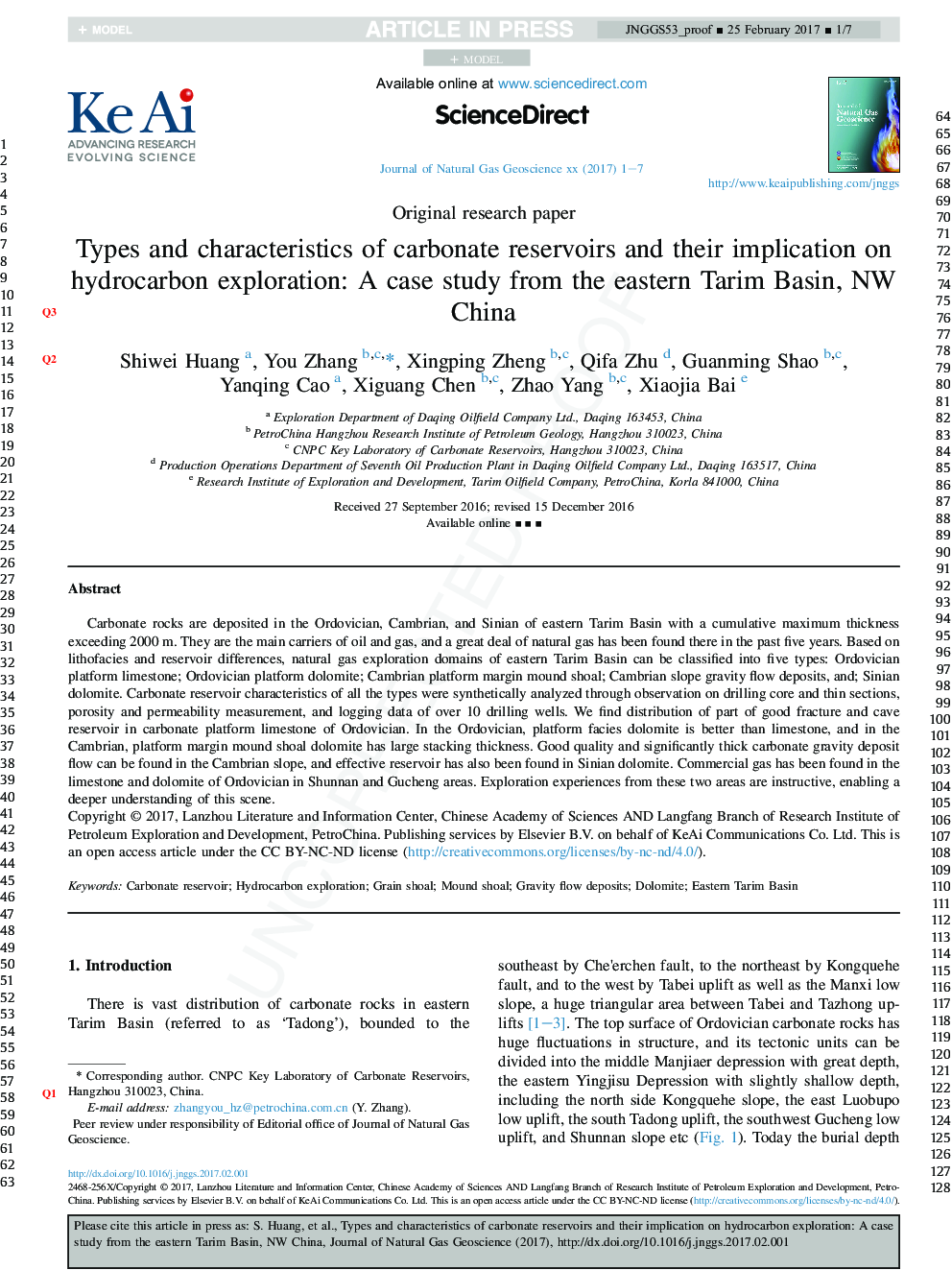 Types and characteristics of carbonate reservoirs and their implication on hydrocarbon exploration: A case study from the eastern Tarim Basin, NW China