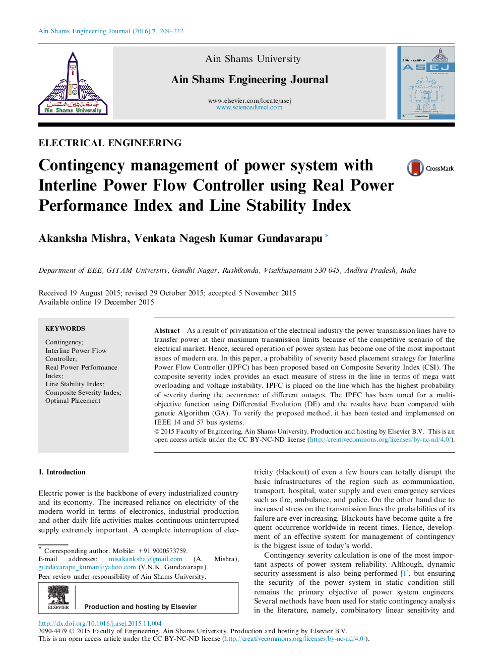 Contingency management of power system with Interline Power Flow Controller using Real Power Performance Index and Line Stability Index 