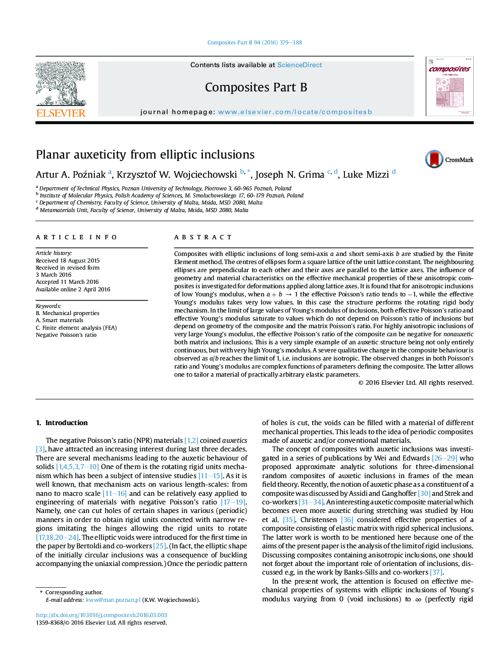 Planar auxeticity from elliptic inclusions