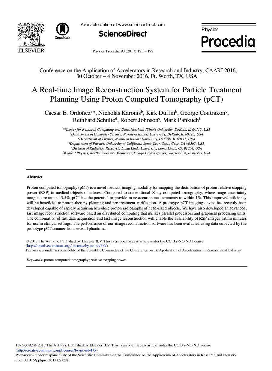 A Real-time Image Reconstruction System for Particle Treatment Planning Using Proton Computed Tomography (pCT)