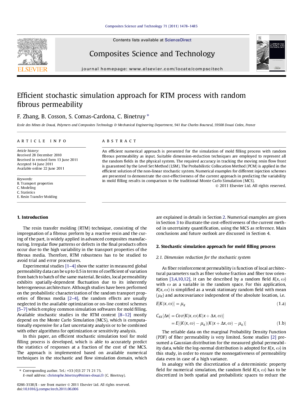 Efficient stochastic simulation approach for RTM process with random fibrous permeability