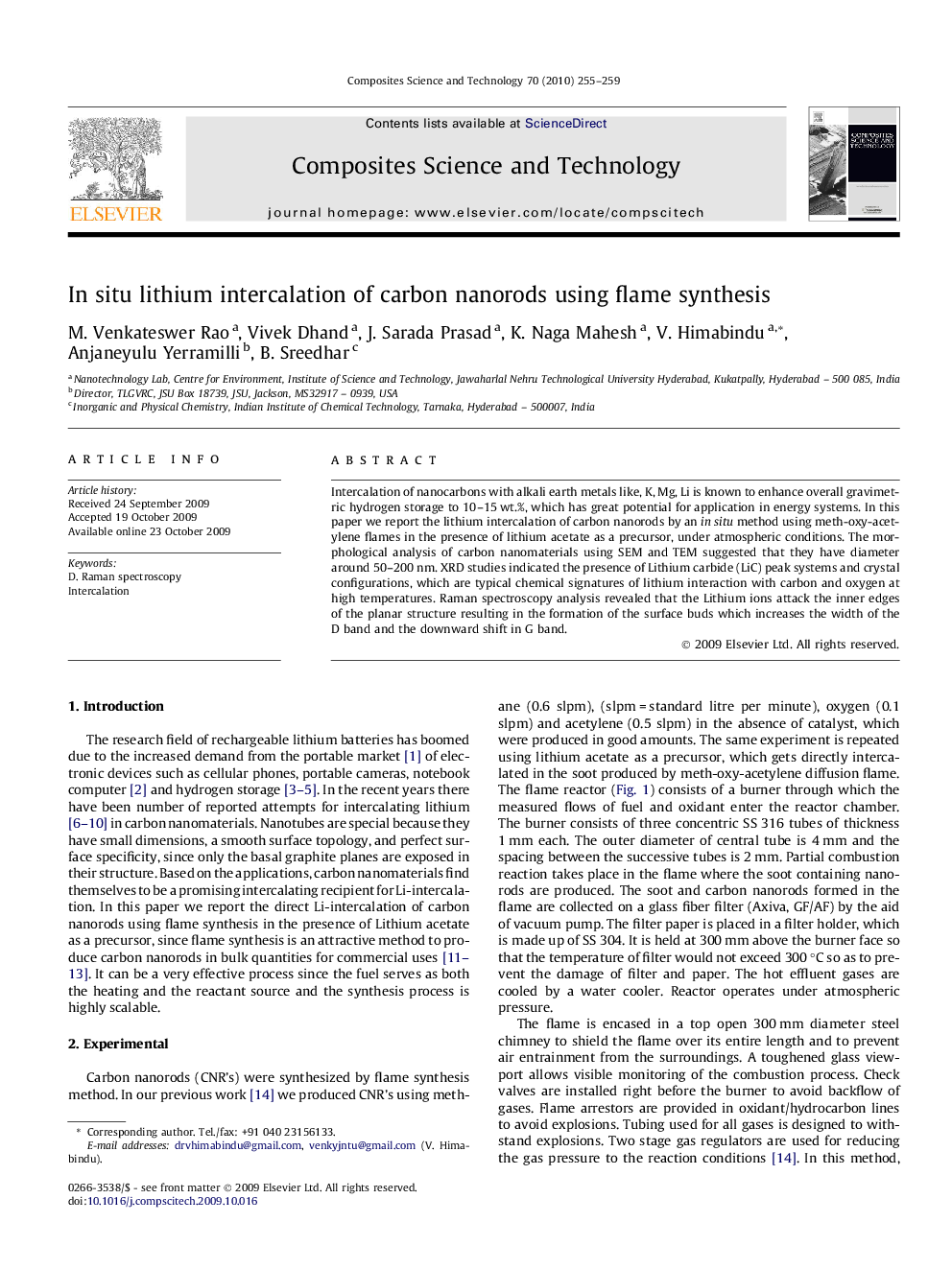 In situ lithium intercalation of carbon nanorods using flame synthesis