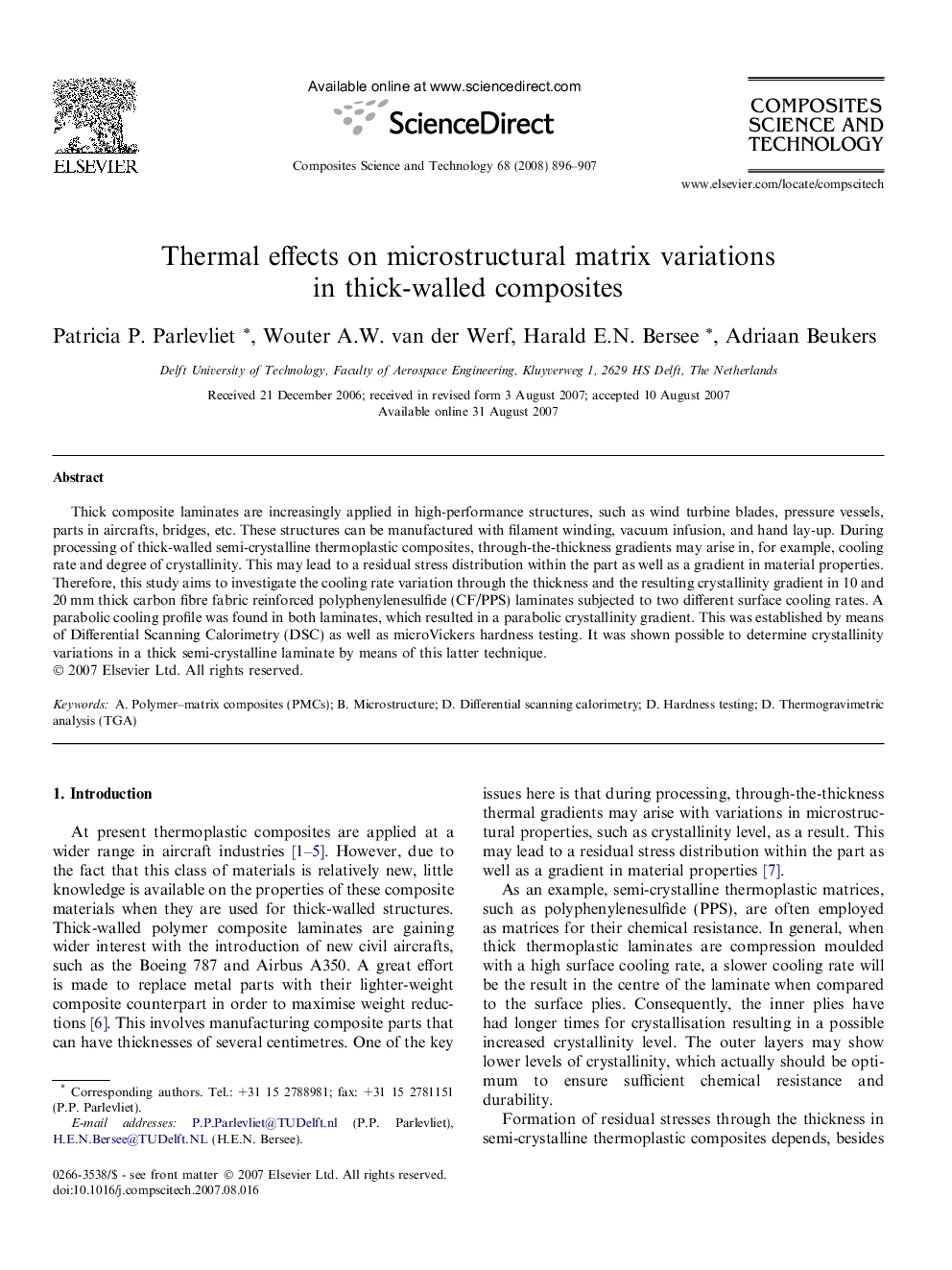 Thermal effects on microstructural matrix variations in thick-walled composites