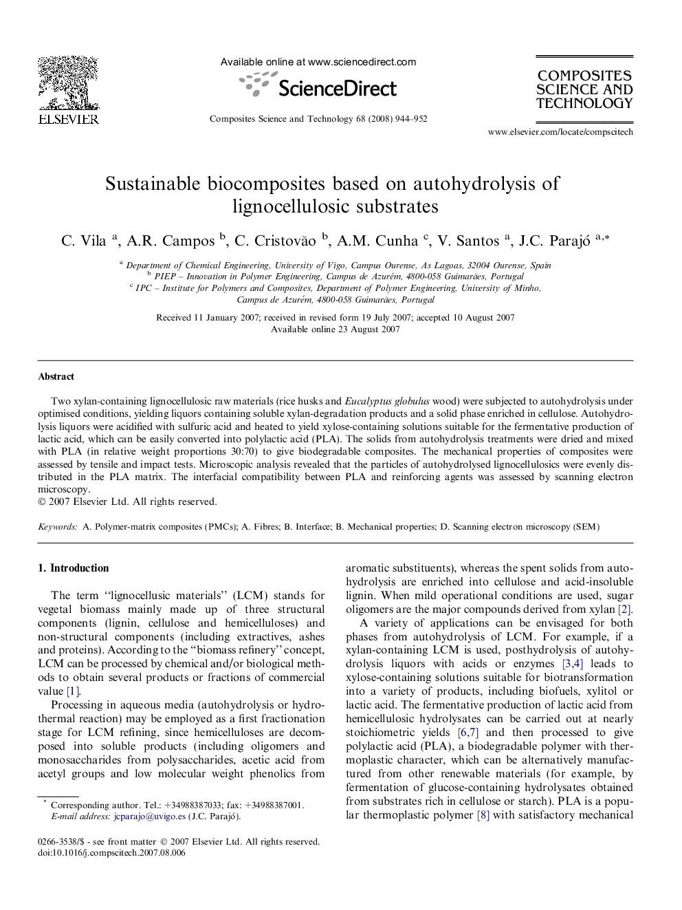 Sustainable biocomposites based on autohydrolysis of lignocellulosic substrates