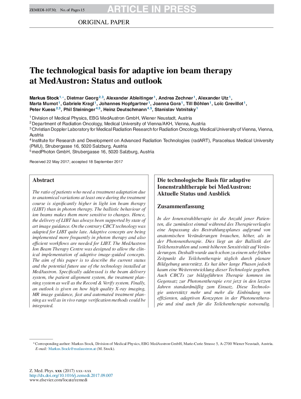 The technological basis for adaptive ion beam therapy at MedAustron: Status and outlook