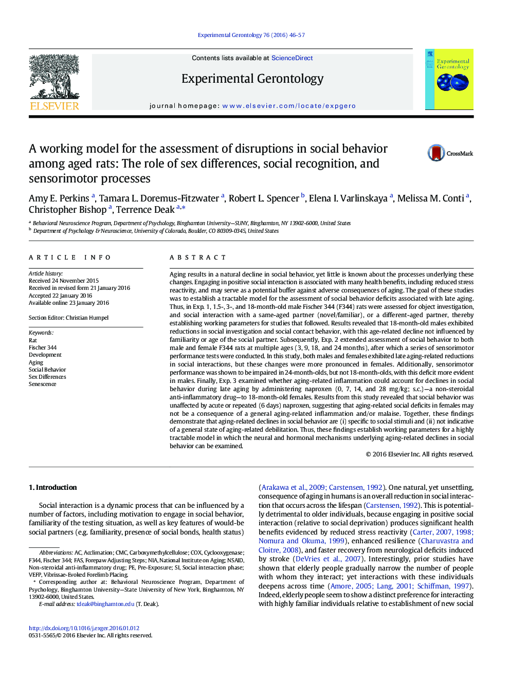 یک مدل کاری برای ارزیابی اختلال رفتار اجتماعی در موش های سالم: نقش تفاوت های جنسیتی، شناخت اجتماعی و فرآیندهای سنسوری 