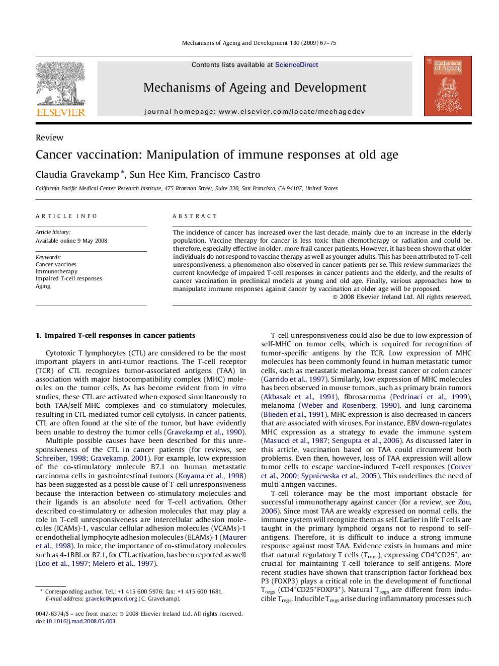 Cancer vaccination: Manipulation of immune responses at old age