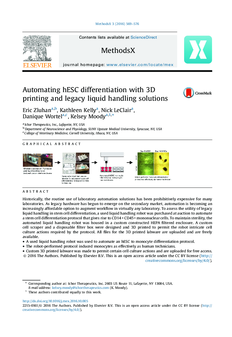 Automating hESC differentiation with 3D printing and legacy liquid handling solutions