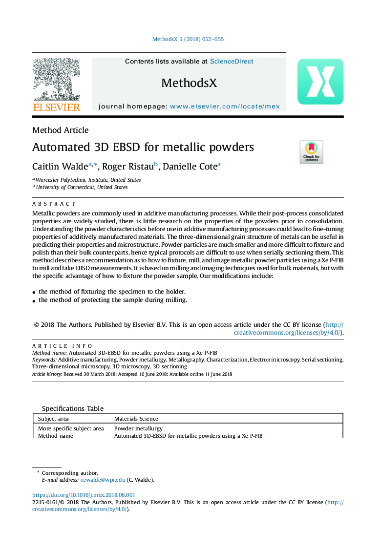 Automated 3D EBSD for metallic powders