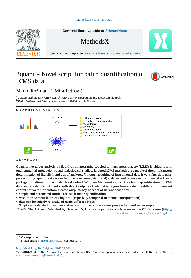 Bquant - Novel script for batch quantification of LCMS data