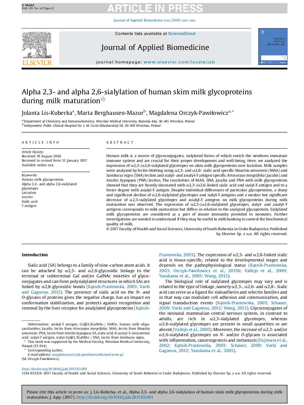 Alpha 2,3- and alpha 2,6-sialylation of human skim milk glycoproteins during milk maturation