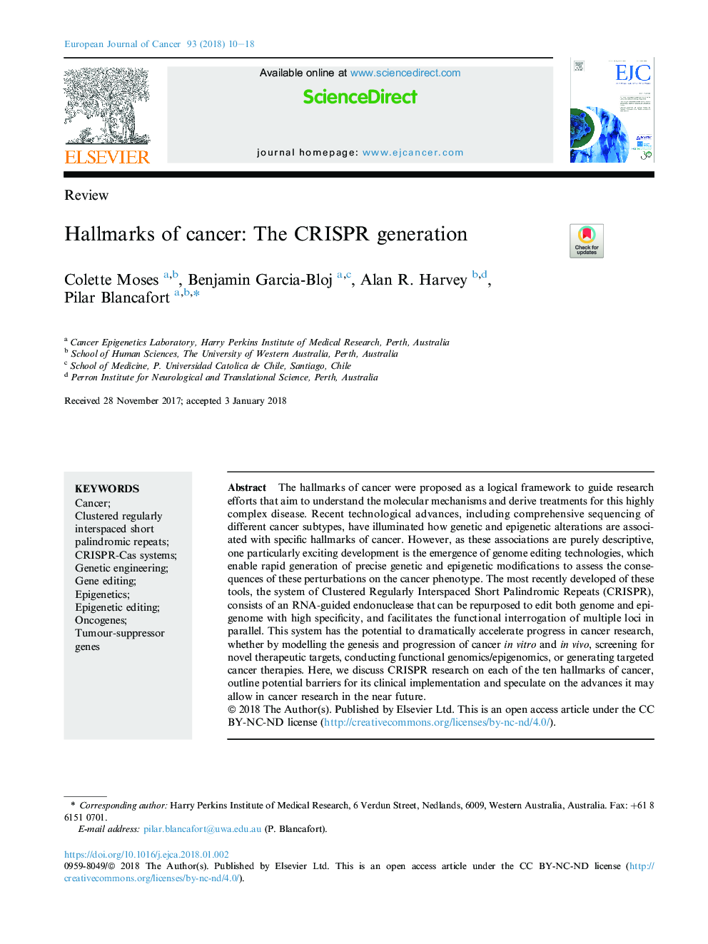 Hallmarks of cancer: The CRISPR generation