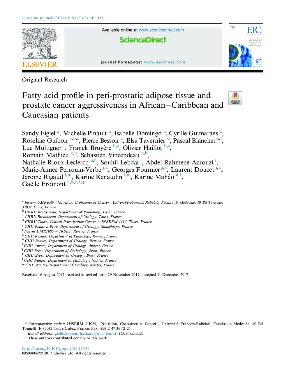 پروفیل اسید چرب در بافت چربی پروپسی و پروستات در بیماران آفریقایی-کارائیب و قفقاز 