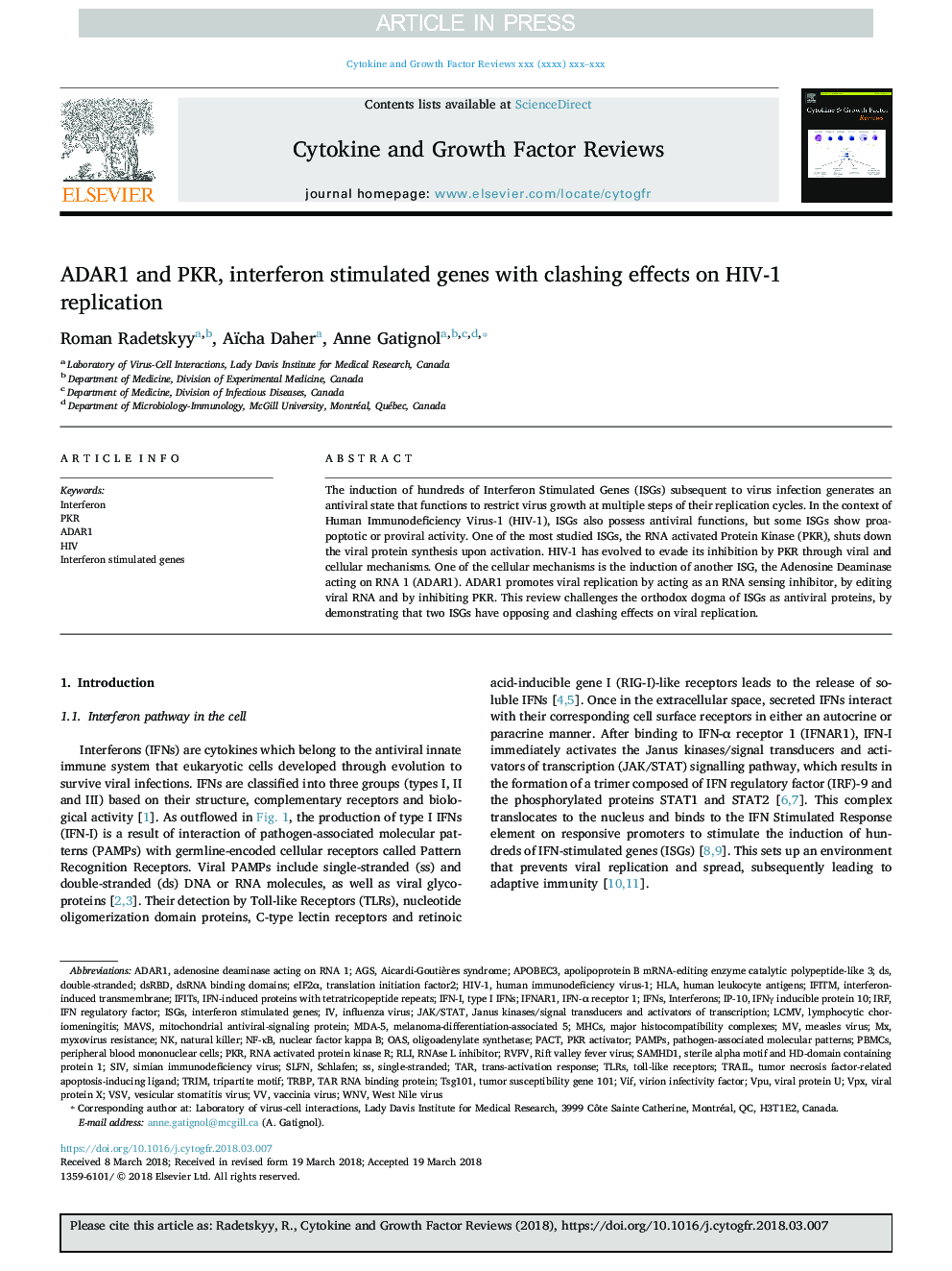 ADAR1 and PKR, interferon stimulated genes with clashing effects on HIV-1 replication