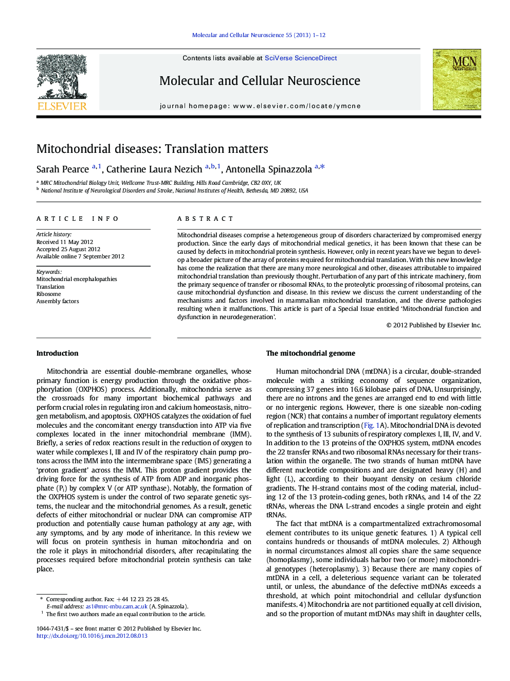 بیماری های میتوکندری: مسائل مربوط به ترجمه 