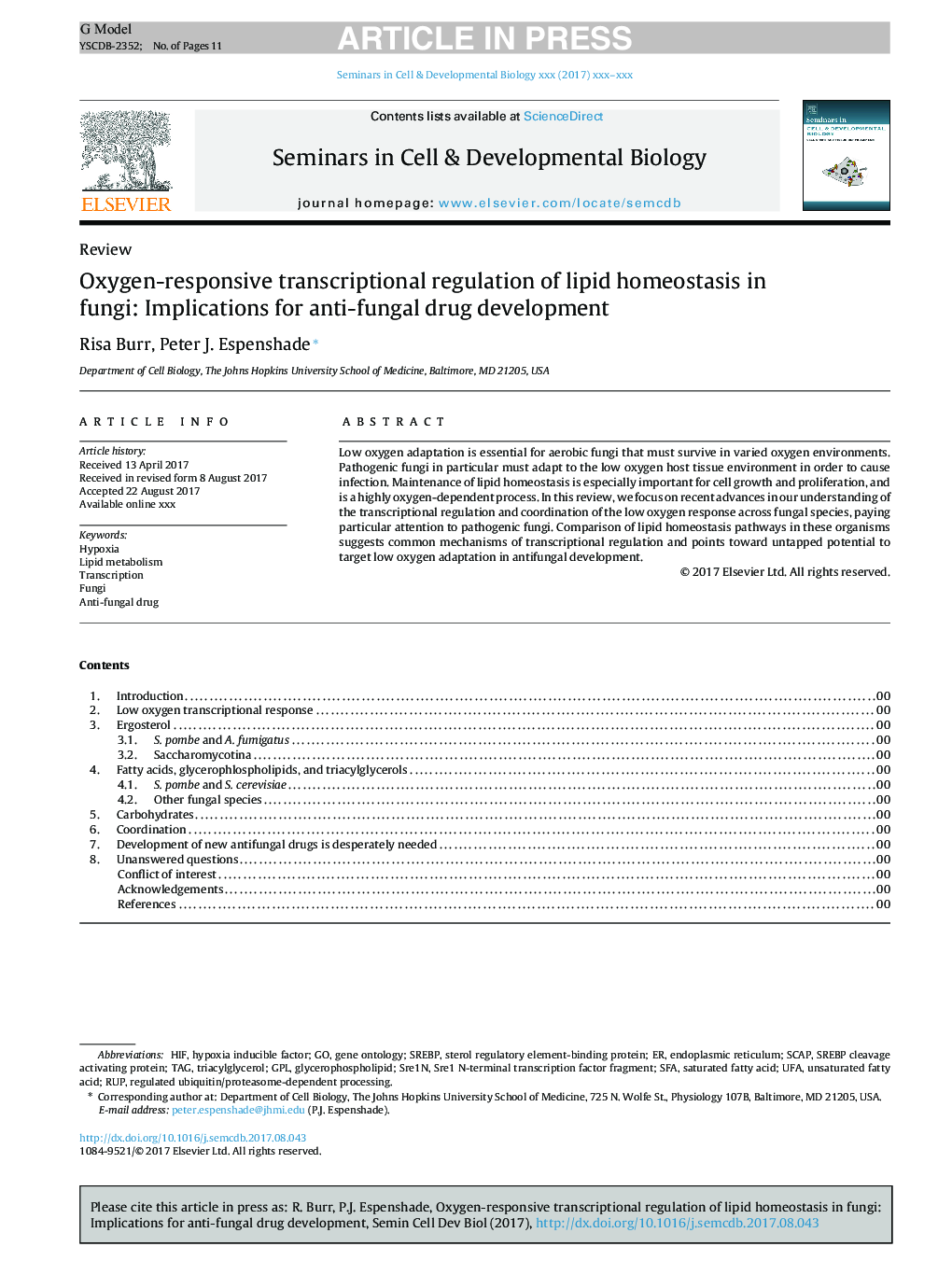 مقررات رونویسی واکنش اکسیژن از هوموستاز لیپید در قارچ: اثرات جانبی برای توسعه داروهای ضد قارچی 