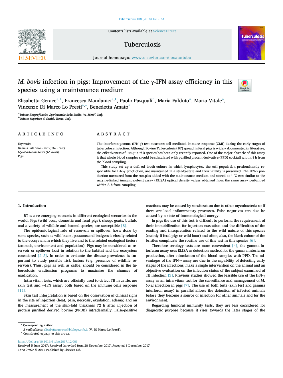 M. bovis infection in pigs: Improvement of the Î³-IFN assay efficiency in this species using a maintenance medium