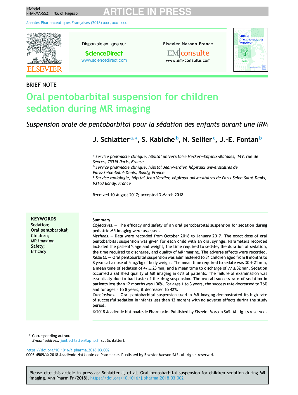 Oral pentobarbital suspension for children sedation during MR imaging