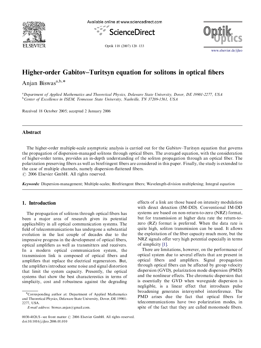 Higher-order Gabitov–Turitsyn equation for solitons in optical fibers