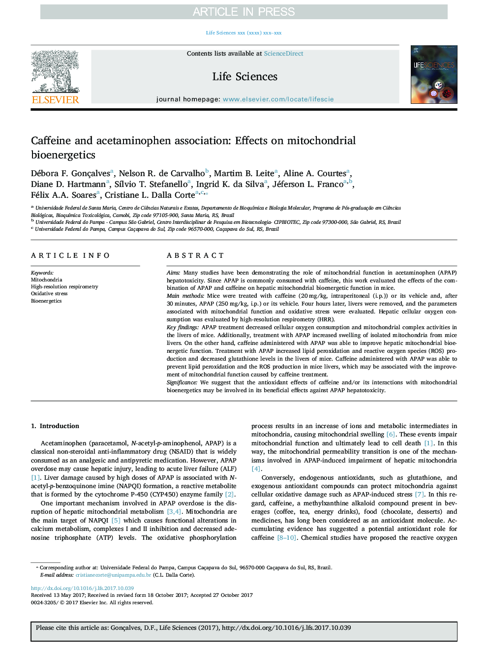 ترکیب کافئین و استامینوفن: اثرات بر روی بیوتروژئیک میتوکندری 