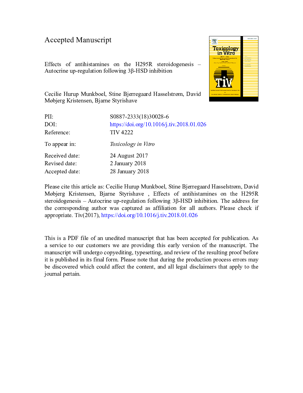 Effects of antihistamines on the H295R steroidogenesis - Autocrine up-regulation following 3Î²-HSD inhibition