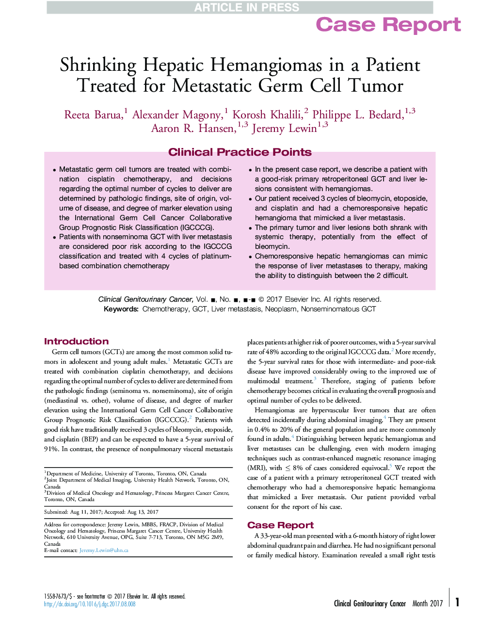 کاهش حنجروی کبدی در بیماران درمان شده برای تومور سلول های ژرمونت متاستاتیک 
