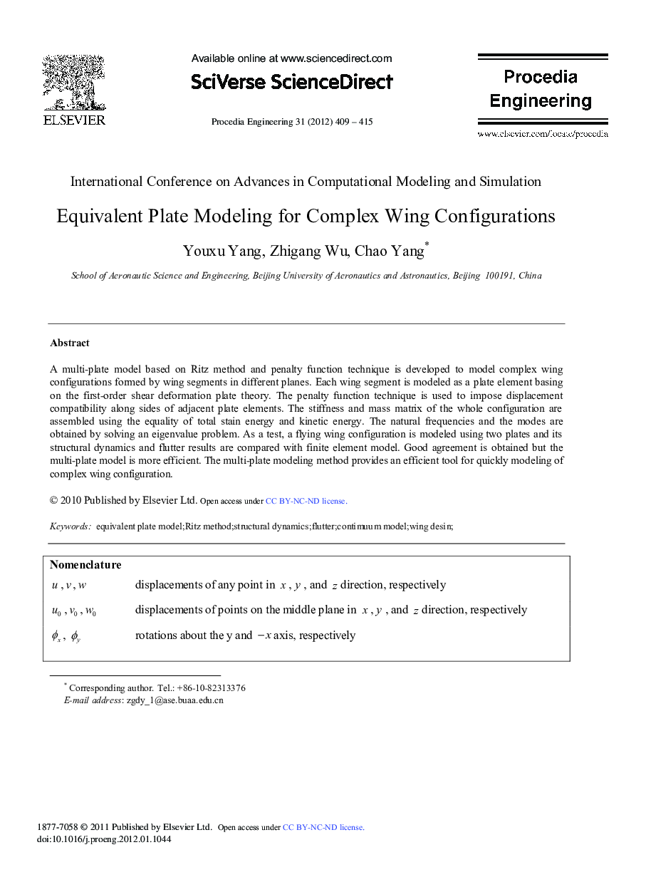 Equivalent Plate Modeling for Complex Wing Configurations