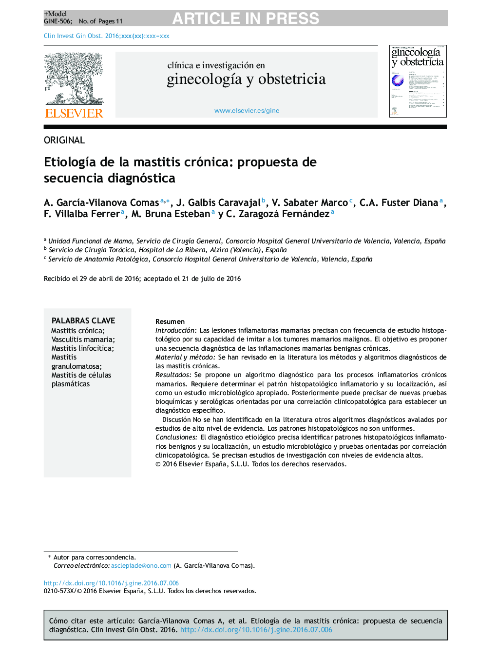 EtiologÃ­a de la mastitis crónica: propuesta de secuencia diagnóstica