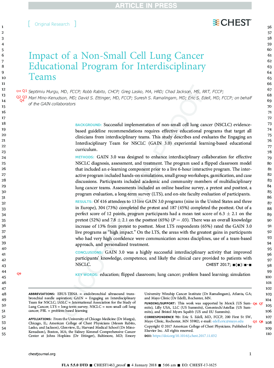 تأثیر یک برنامه آموزشی سرطان سلول های غیر سلولی برای تیم های بین رشته ای 