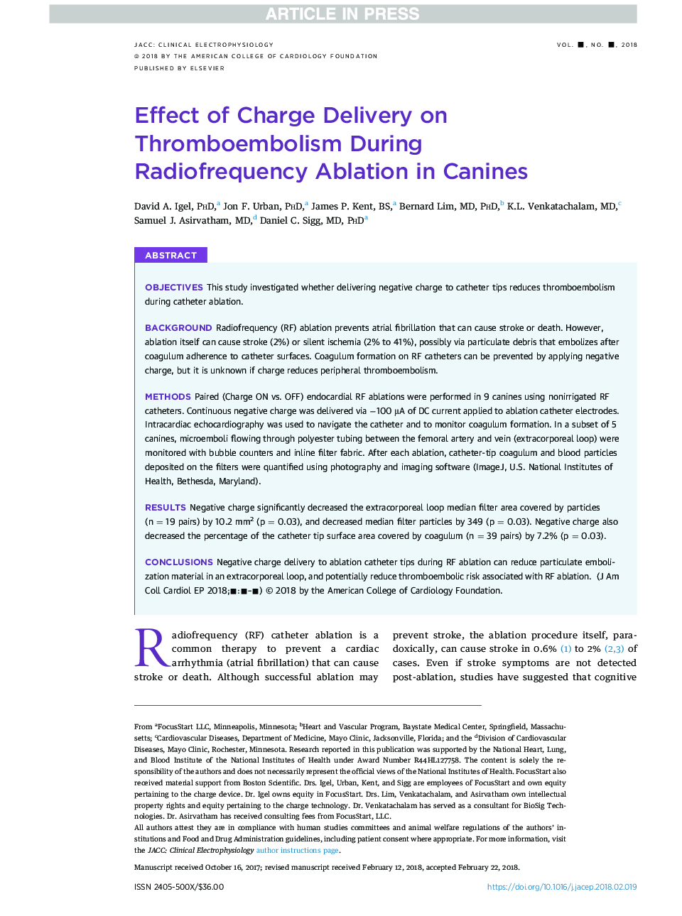 تأثیر تحمیل شارژ بر ترومبوآمبولی در حین ردیابی رادیوفرکانسی در سگها 