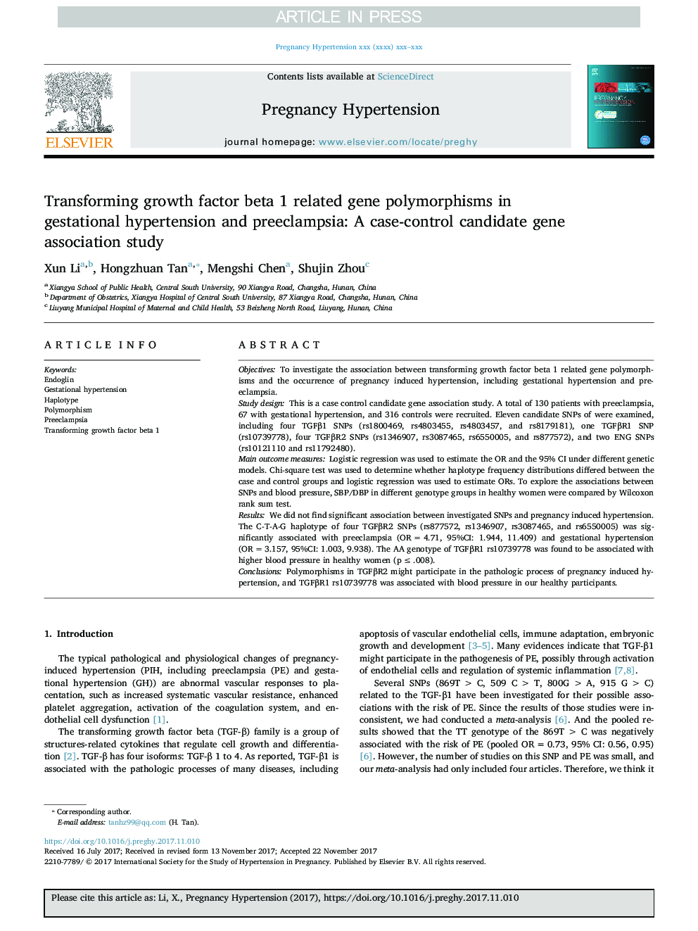 تبدیل پلی مورفیسم ژن مرتبط با عامل بتا 1 در فشار خون بالا و پره اکلامپسی: یک مطالعه مرتبط با ژن کاندیدای مورد مطالعه 