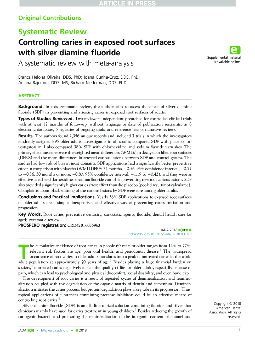Controlling caries in exposed root surfaces with silver diamine fluoride