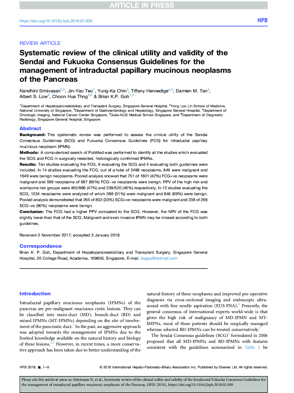 Systematic review of the clinical utility and validity of the Sendai and Fukuoka Consensus Guidelines for the management of intraductal papillary mucinous neoplasms of the pancreas