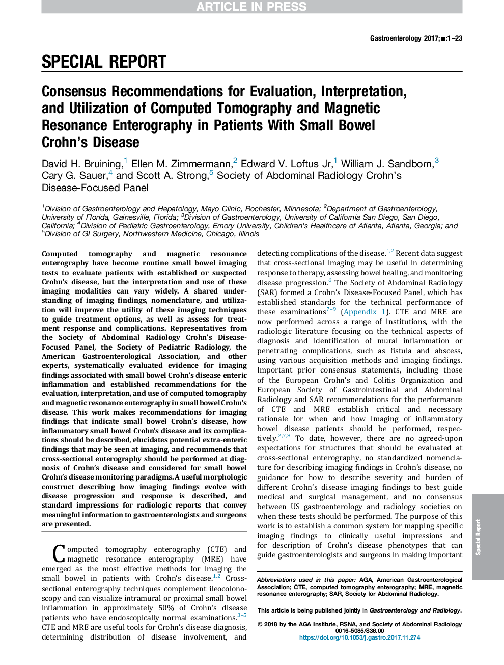 توصیه های مشارکتی برای ارزیابی، تفسیر، و استفاده از توموگرافی کامپیوتری و توموگرافی رزونانس مغناطیسی در بیماران مبتلا به کرونز کبدی کوچک 