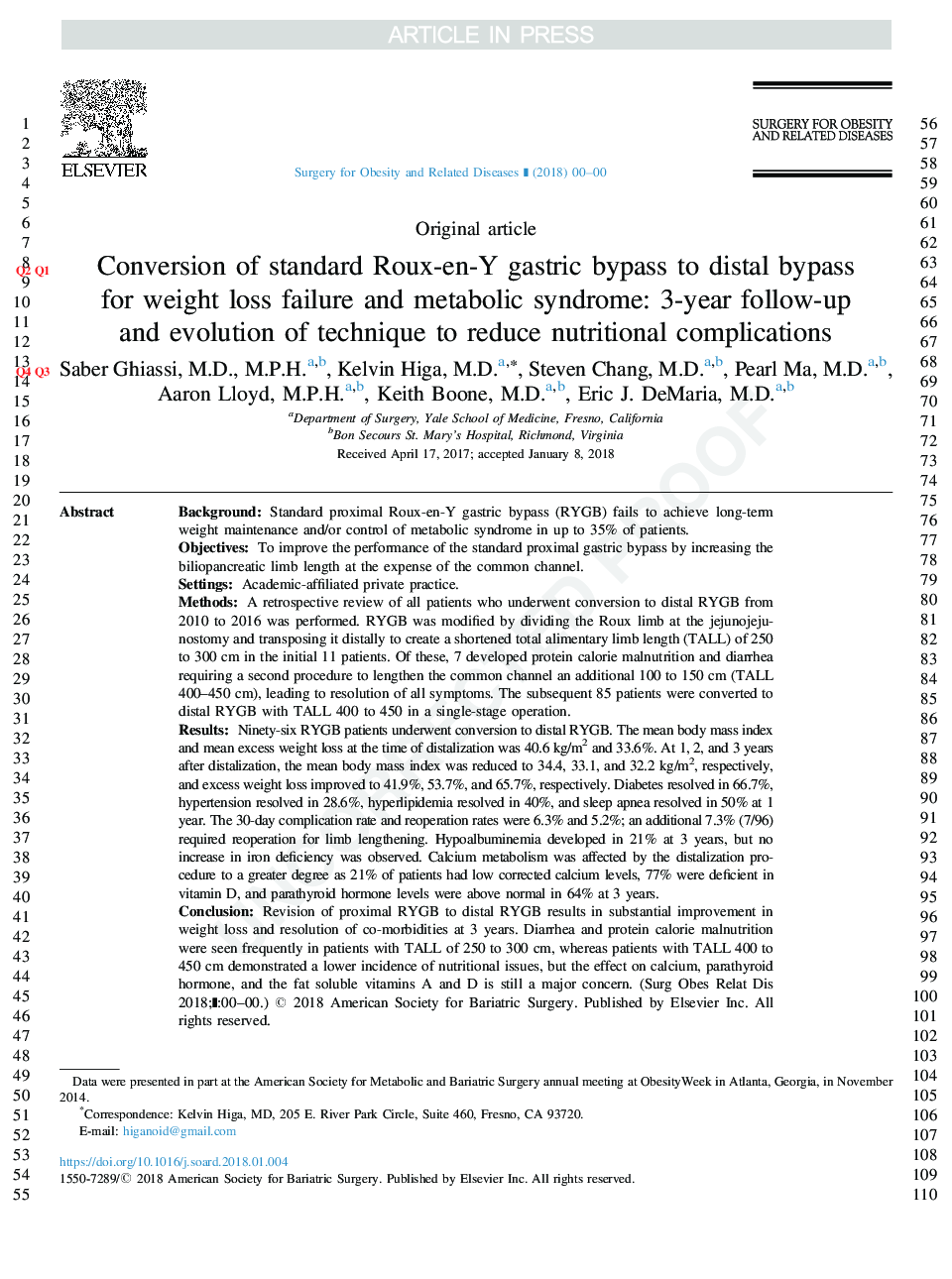 Conversion of standard Roux-en-Y gastric bypass to distal bypass for weight loss failure and metabolic syndrome: 3-year follow-up and evolution of technique to reduce nutritional complications