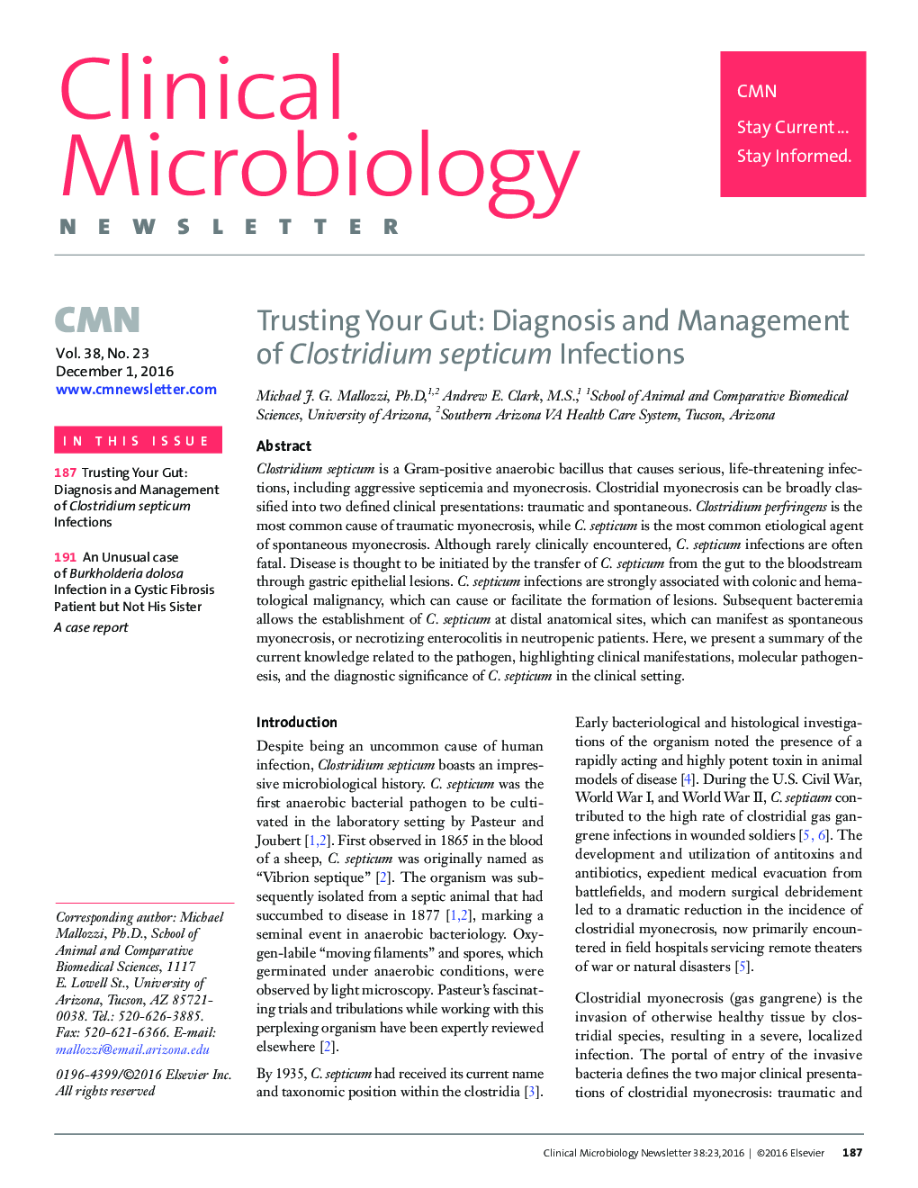 Trusting Your Gut: Diagnosis and Management of Clostridium septicum Infections