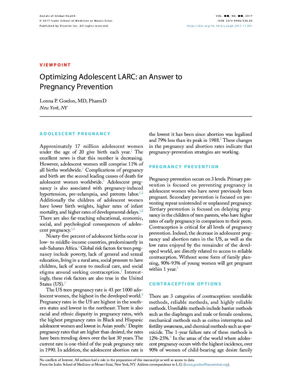 Optimizing Adolescent LARC: an Answer to Pregnancy Prevention